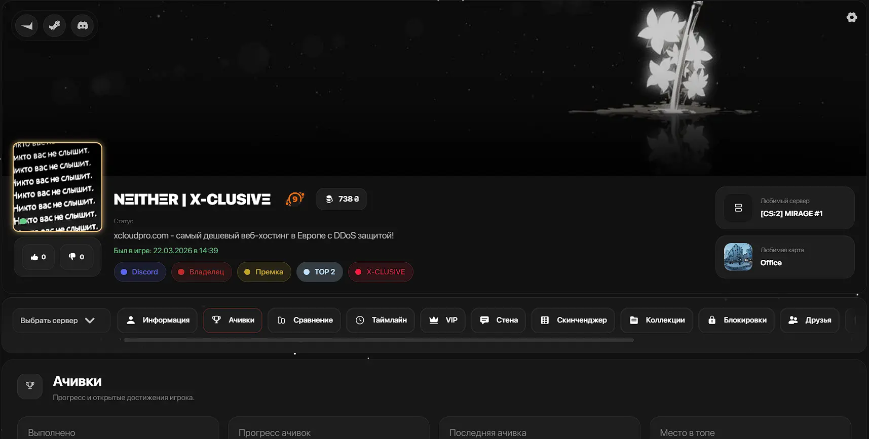 Levels Ranks Web redesigned player profile overview